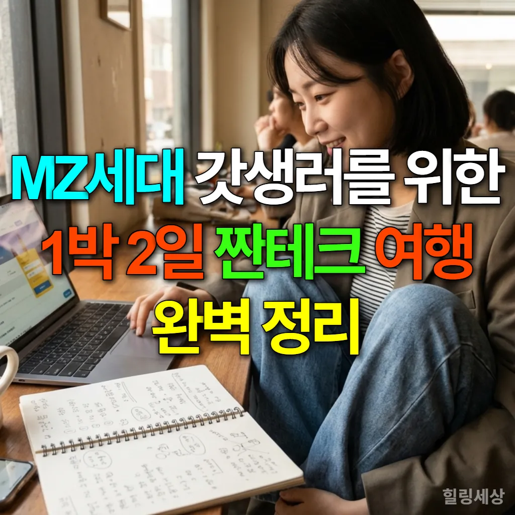 노트북으로 짠테크 여행을 계획하고 있는 MZ세대 여성의 모습