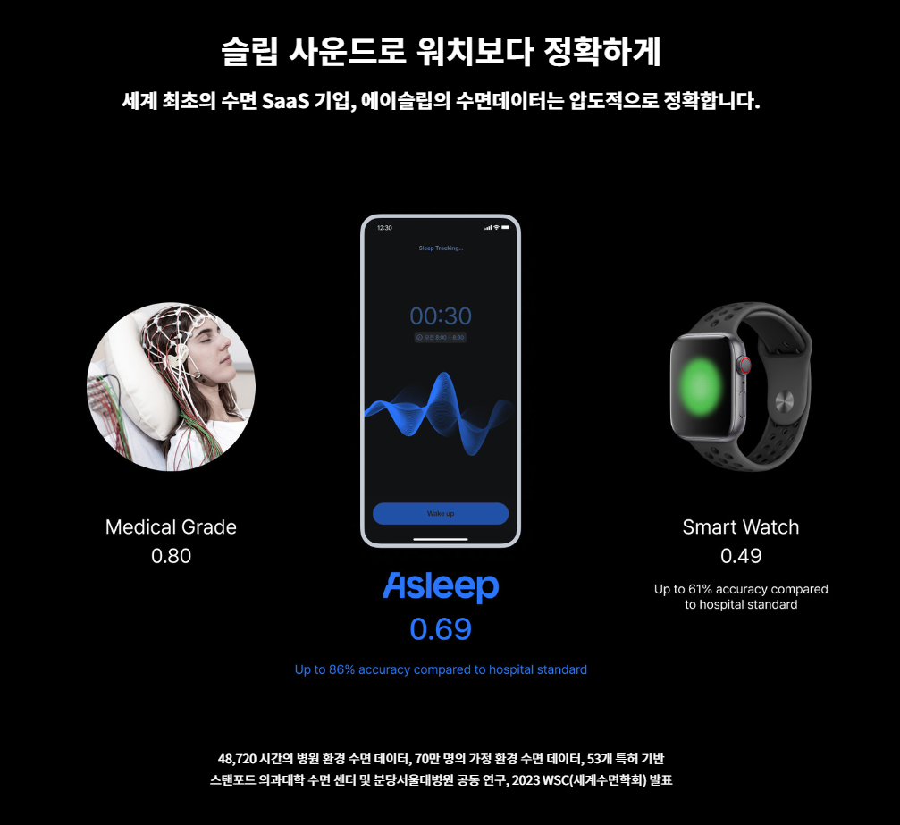 에이슬립 홈페이지 메인 화면