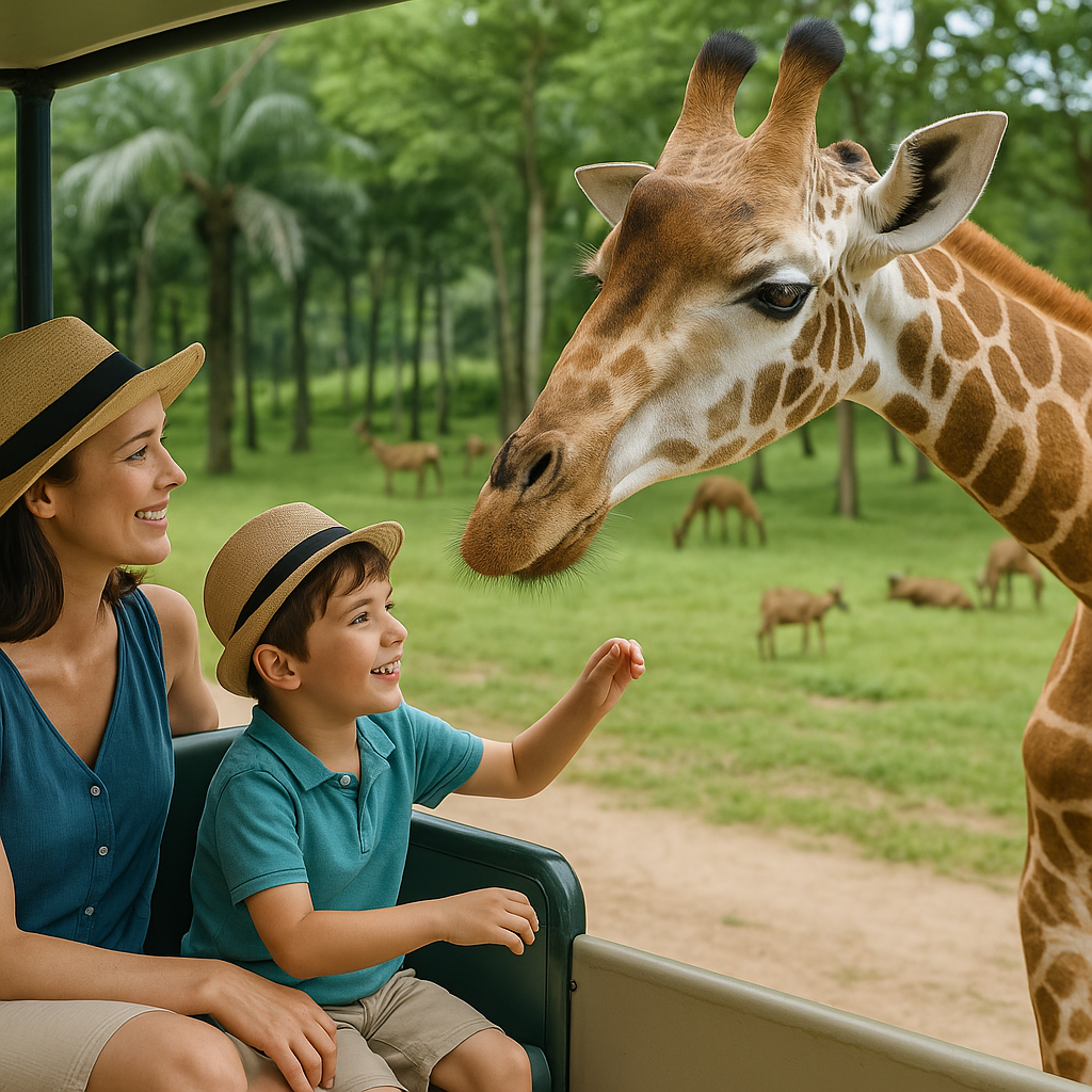 사파리 사자와 아이