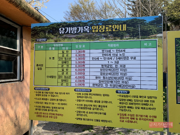 유기방가옥-입장료