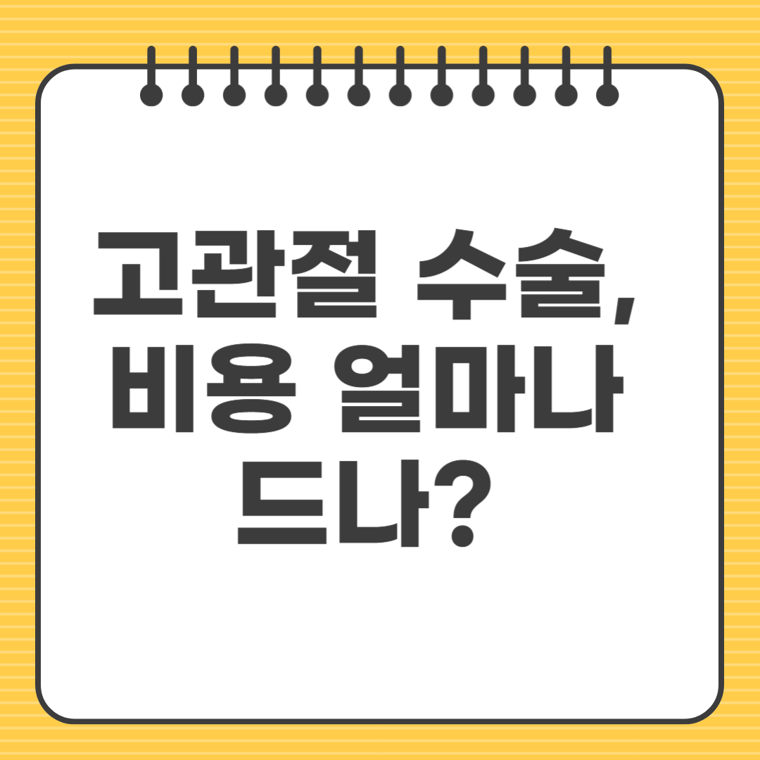 고관절 수술, 비용 얼마나 드나? 초보자도 알기 쉽게 정리