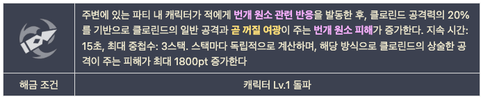 클로린드 특성 밤을 가르는 불꽃