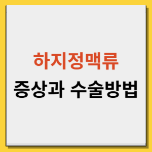 하지정맥류 원인과 치료 수술 후기