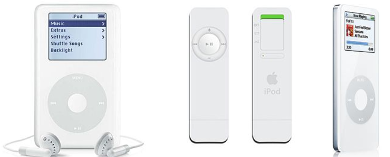 아이팟3세대, 셔플, 나노1세대 이미지입니다.