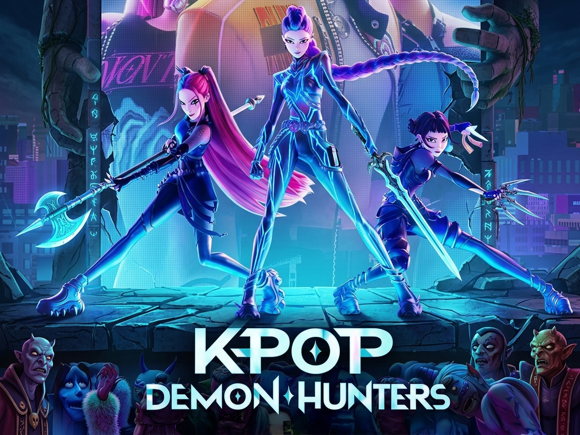 악마를 잡는 손끝에 지구를 지키는 데몬 헌터스 걸스 이미지