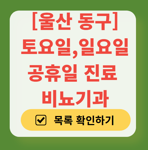 울산 동구 토요일 일요일 진료 비뇨기과 목록 ❘ 주말 공휴일 문 여는 병원 총정리