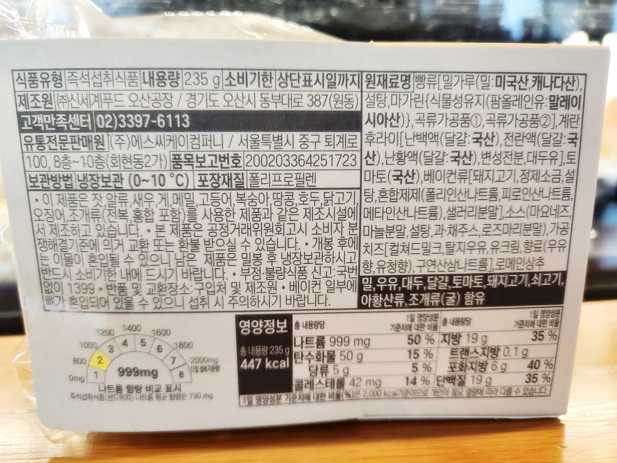 BELT-샌드위치-칼로리-가격