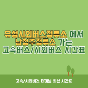 유성시외버스정류소에서 남청주정류소 가는 시외버스 시간표 최신정보