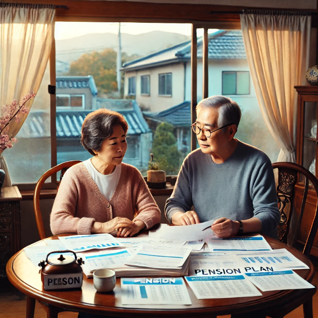 집에서 금융을 관리하는 노인 부부