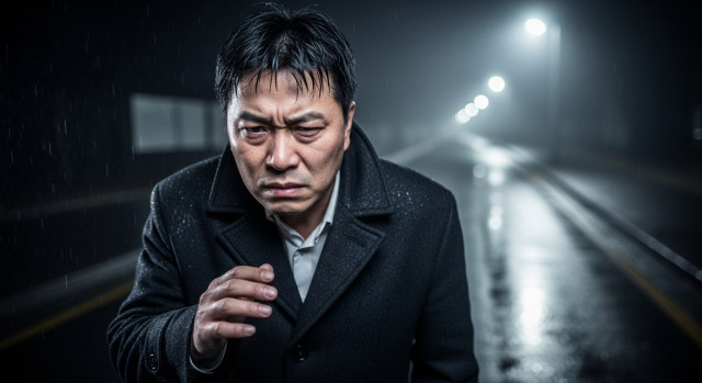 어두운 곳에서 시야가 흐려지는 장면 