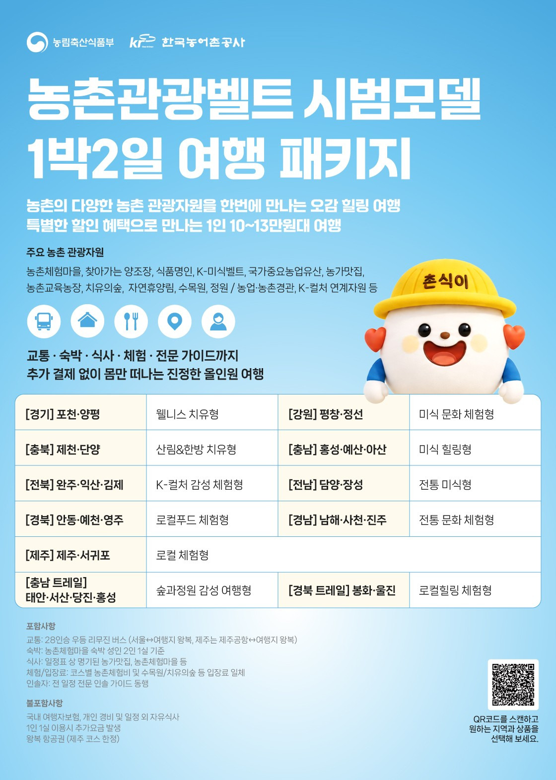 농촌관광벨트 시범모델 1박2일 여행 패키지