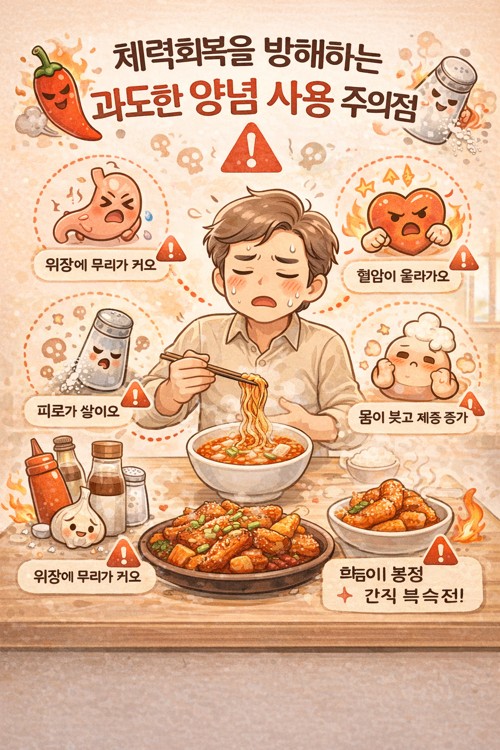 체력 회복을 방해하는 과도한 양념 사용 주의점