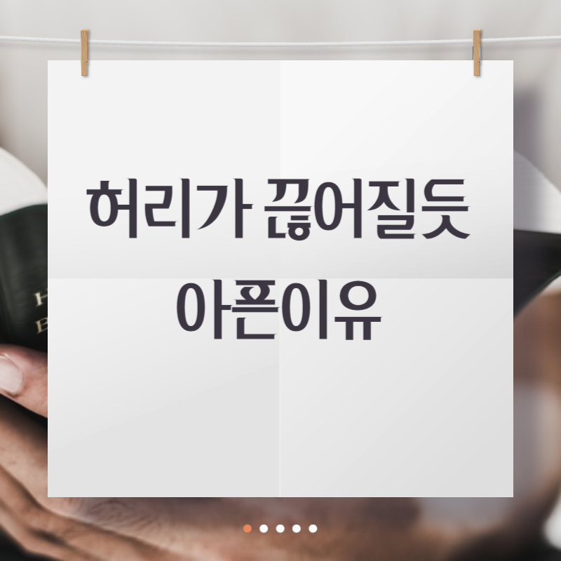 허리가 끊어질듯 아픈이유