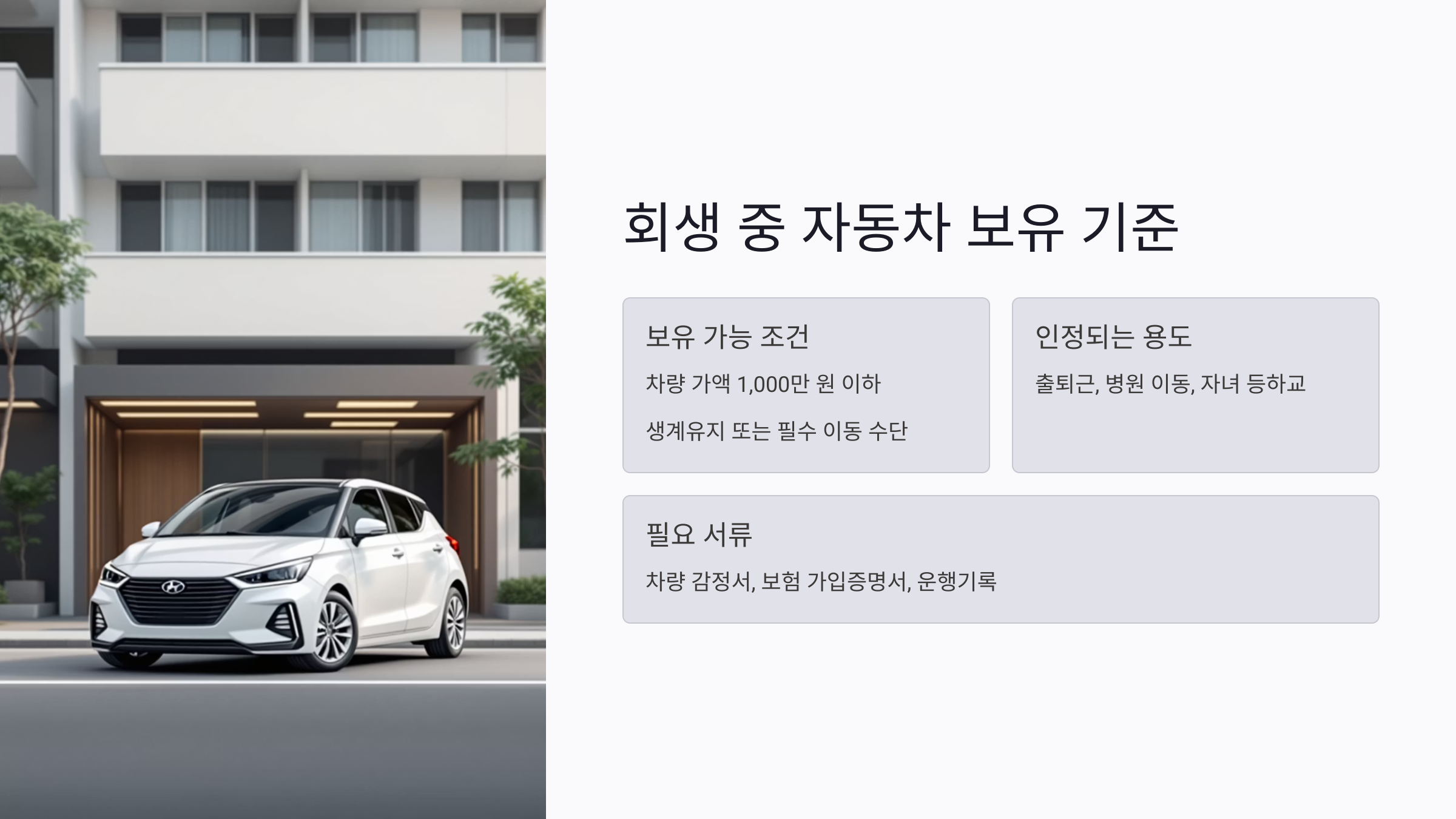 회생 중 자동차 보유, 가능한 기준은?