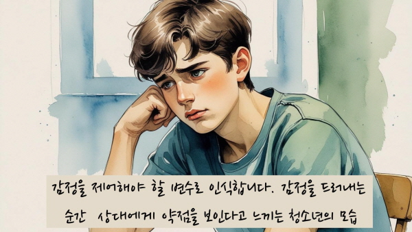 감정을 제어해야 할 변수로 인식합니다. 감정을 드러내는 순간 상대에게 약점을 보인다고 느끼며, 에 관한 그림