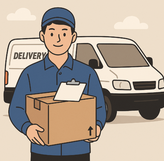 택배차 택배기사님 택배상자