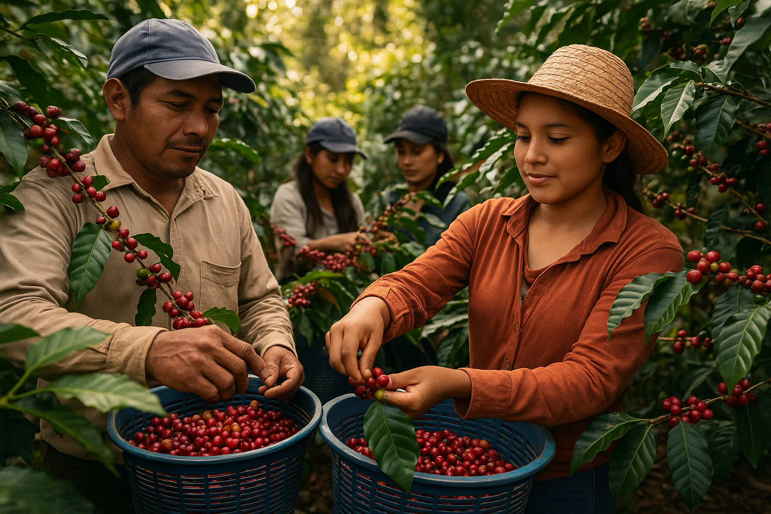커피 수확 장면