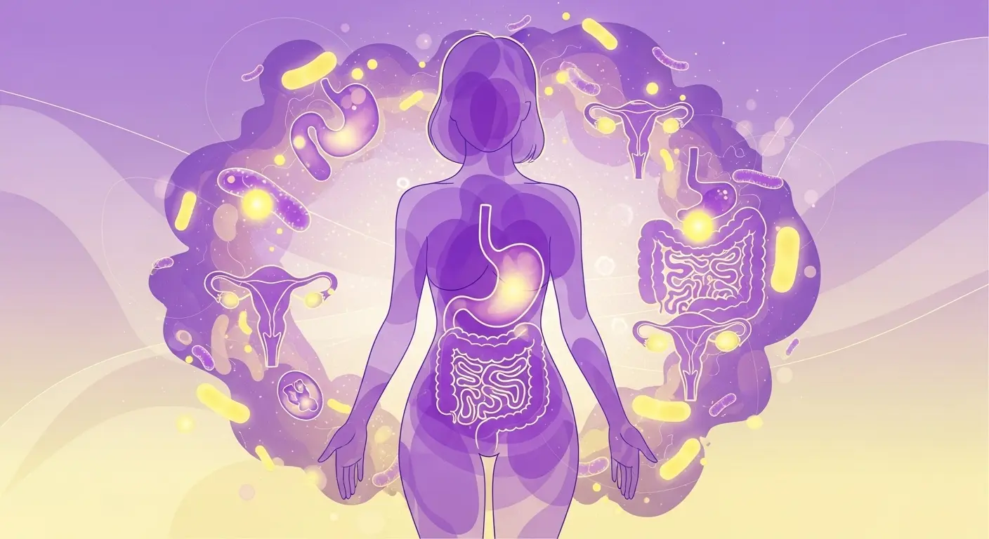 장 건강 개선으로 전반적인 여성 건강이 향상되는 것을 나타내는 여성의 추상적인 이미지