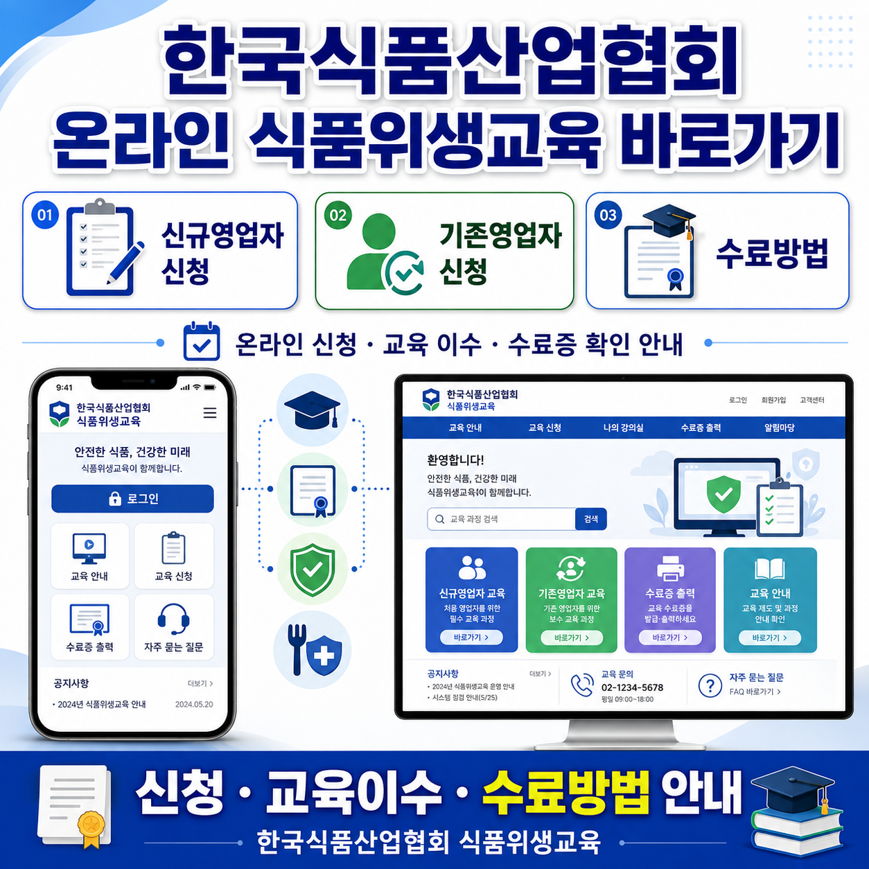 한국식품산업협회 온라인 식품위생교육 바로가기｜신규&middot;기존영업자 신청&middot;수료방법