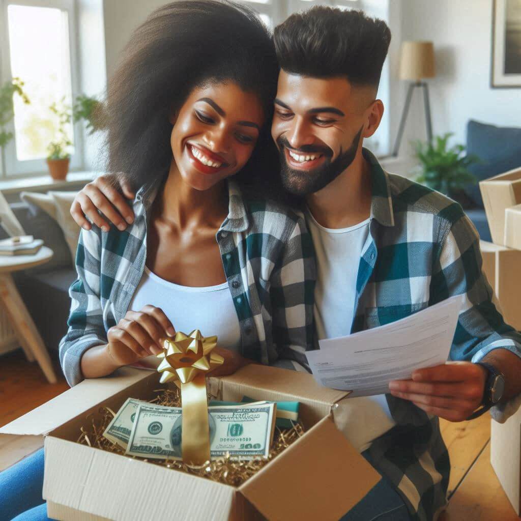 증여세 계산으로 환급을 받고 돈을 절약한 부부 행복해하고 있다.