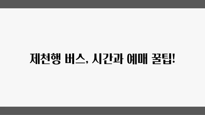 제천 버스터미널 인근 시간표 및 예약 운행정보 알아보기