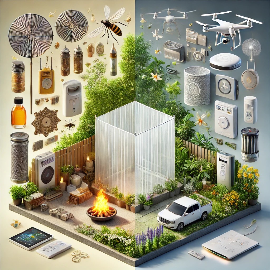 모기를 퇴치하는 전통적인 방법과 최신 기술의 사진