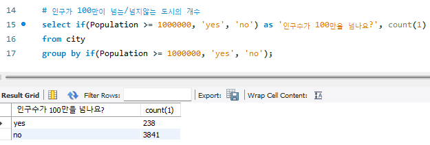 SELECT GROUP BY절에 IF 함수 사용