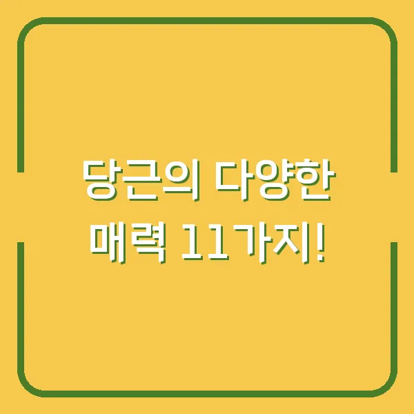 당근의 다양한 매력 11가지!