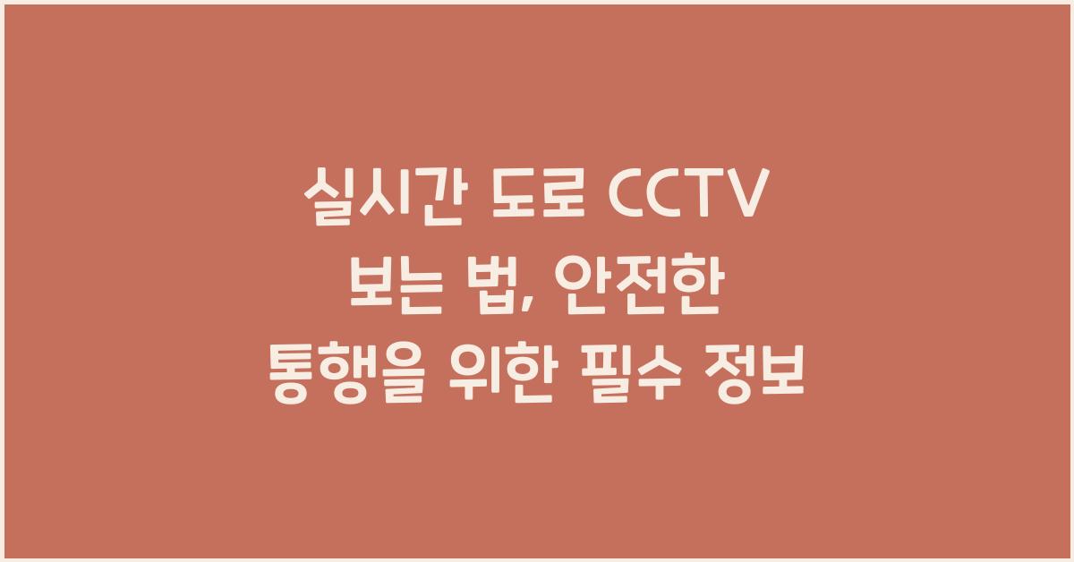 실시간 도로 cctv 보는 법