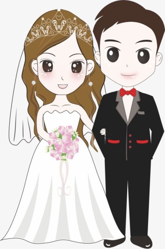 결혼하는 신랑 신부 일러스트