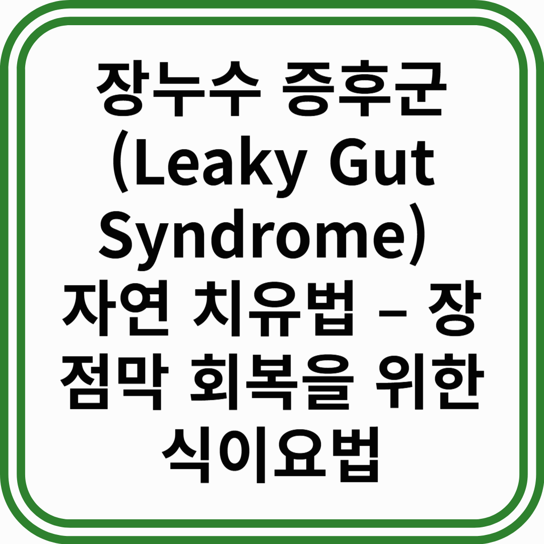 장누수 증후군(Leaky Gut Syndrome) 자연 치유법 &ndash; 장 점막 회복을 위한 식이요법