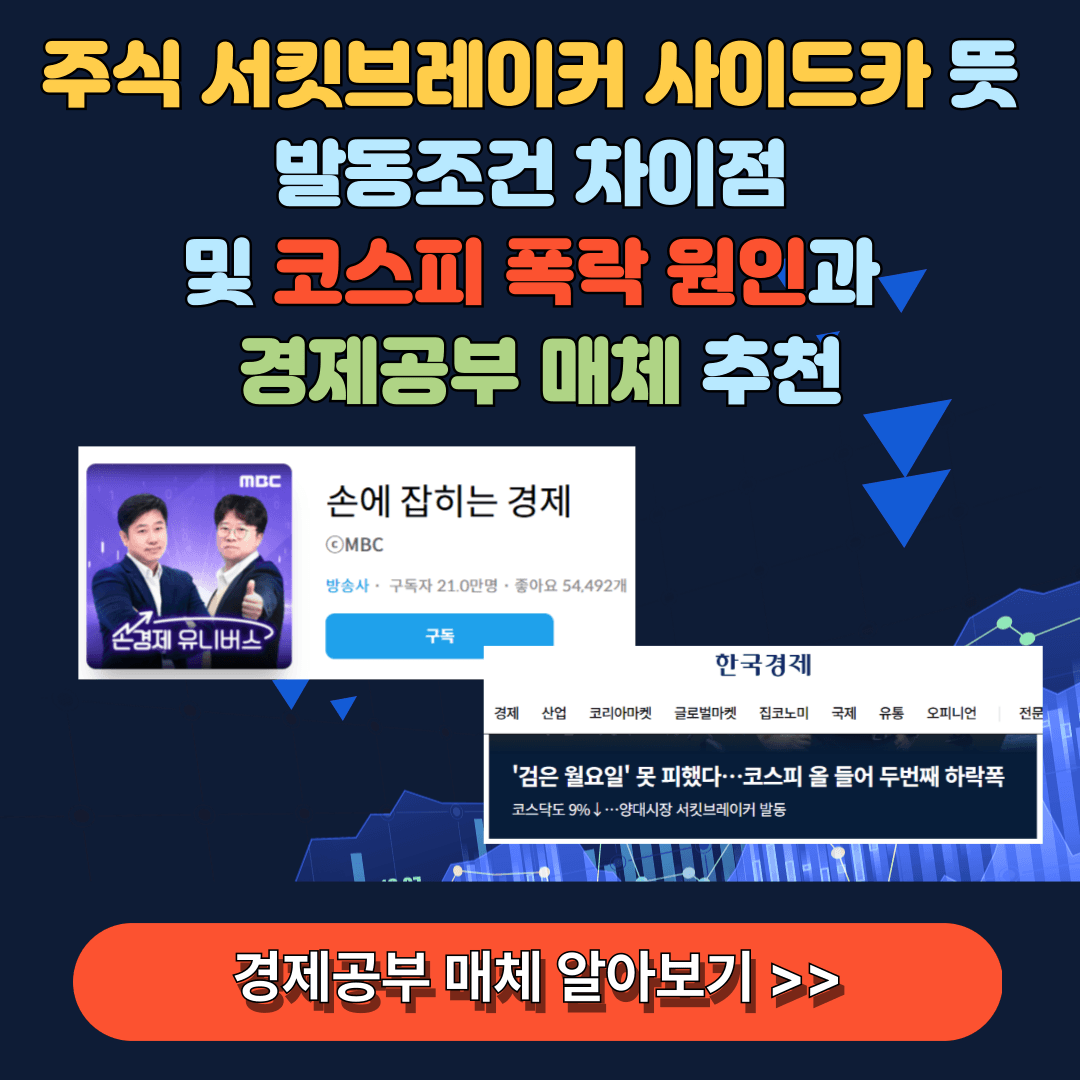 주식 코스피 서킷 브레이커 및 사이드카 발동 뜻 폭락 원인과 경제 공부 추천 매체 알아보기