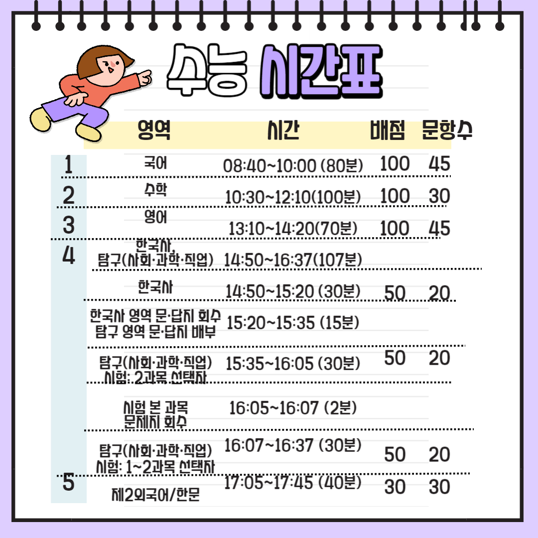 수능시간표