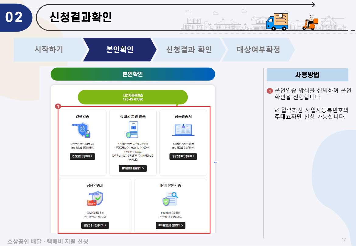 본인확인을 진행한다.