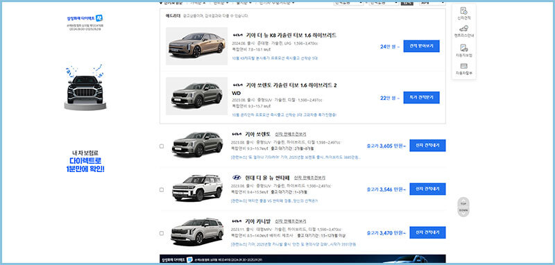 중고차 리스 사이트, 다나와