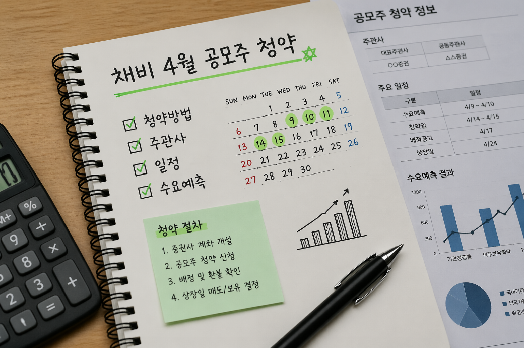 채비 4월 공모주 청약 주관사 일정 수요예측 3분 완벽 정리