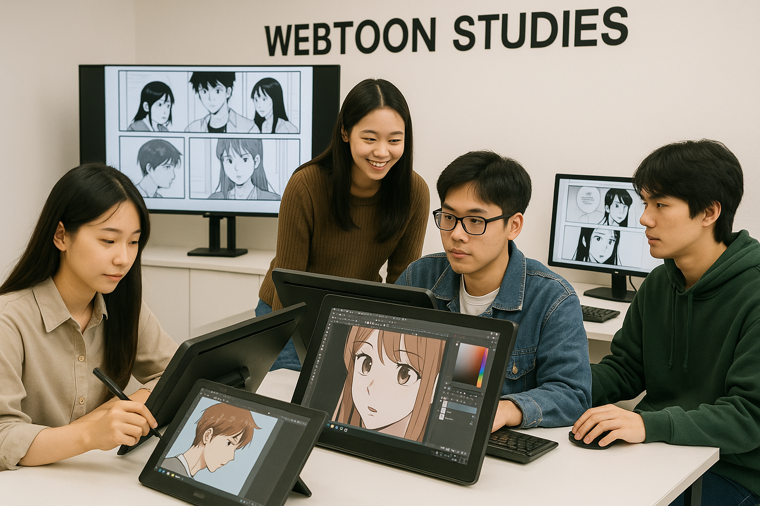 웹툰학과 학생들의 모습