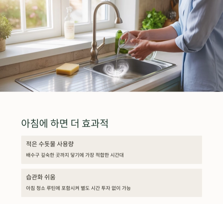 냄새 없는 집 만들기 : 배수구 악취 제거 비법, 소금 식초 뜨거운 물 조합