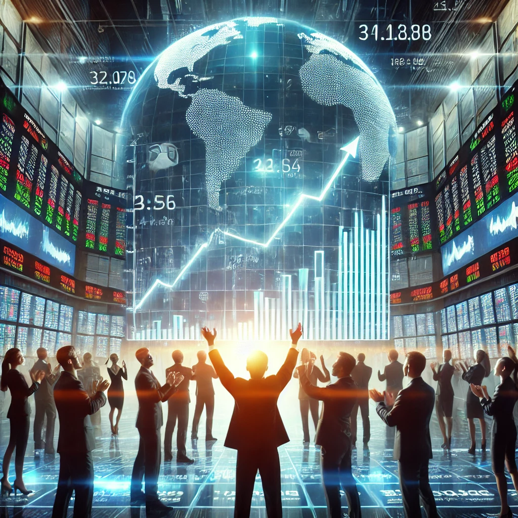 미증시 상승에 환호하는 모습