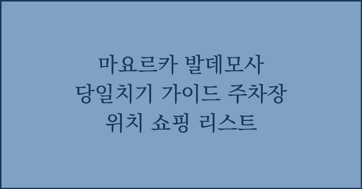 마요르카 발데모사 당일치기 가이드 주차장 위치 쇼핑 리스트