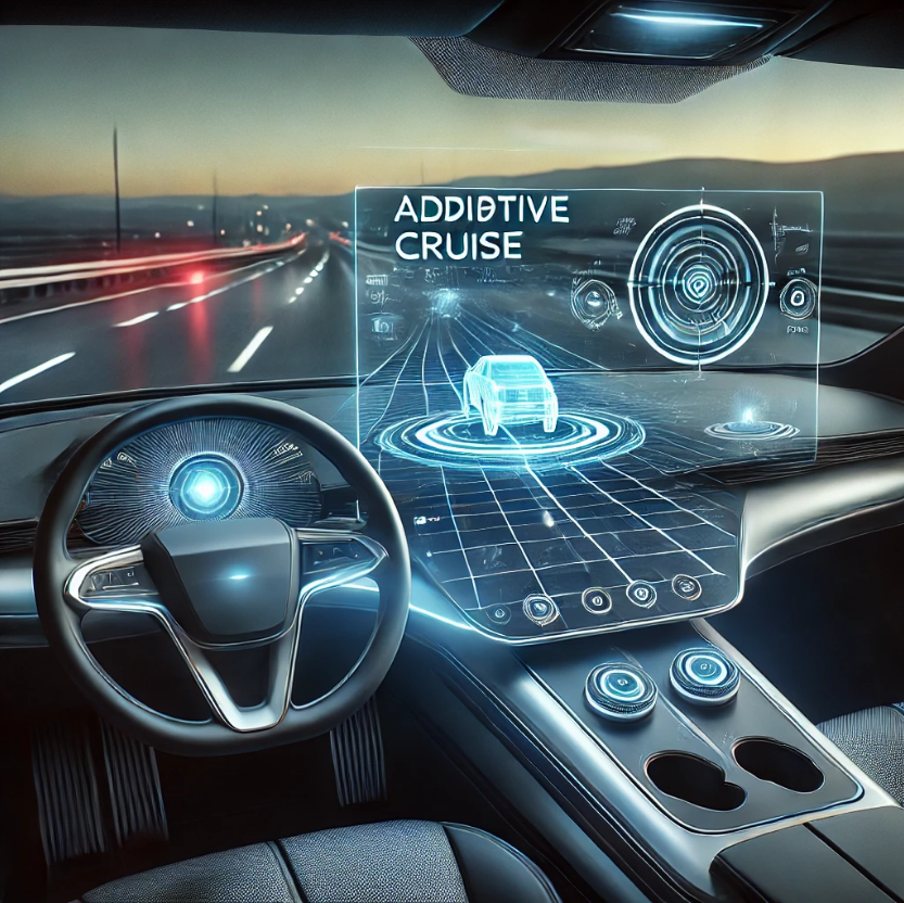 어댑티브 크루즈 컨트롤 : 운전자가 설정한 속도대로 운전하는 자동차 모습