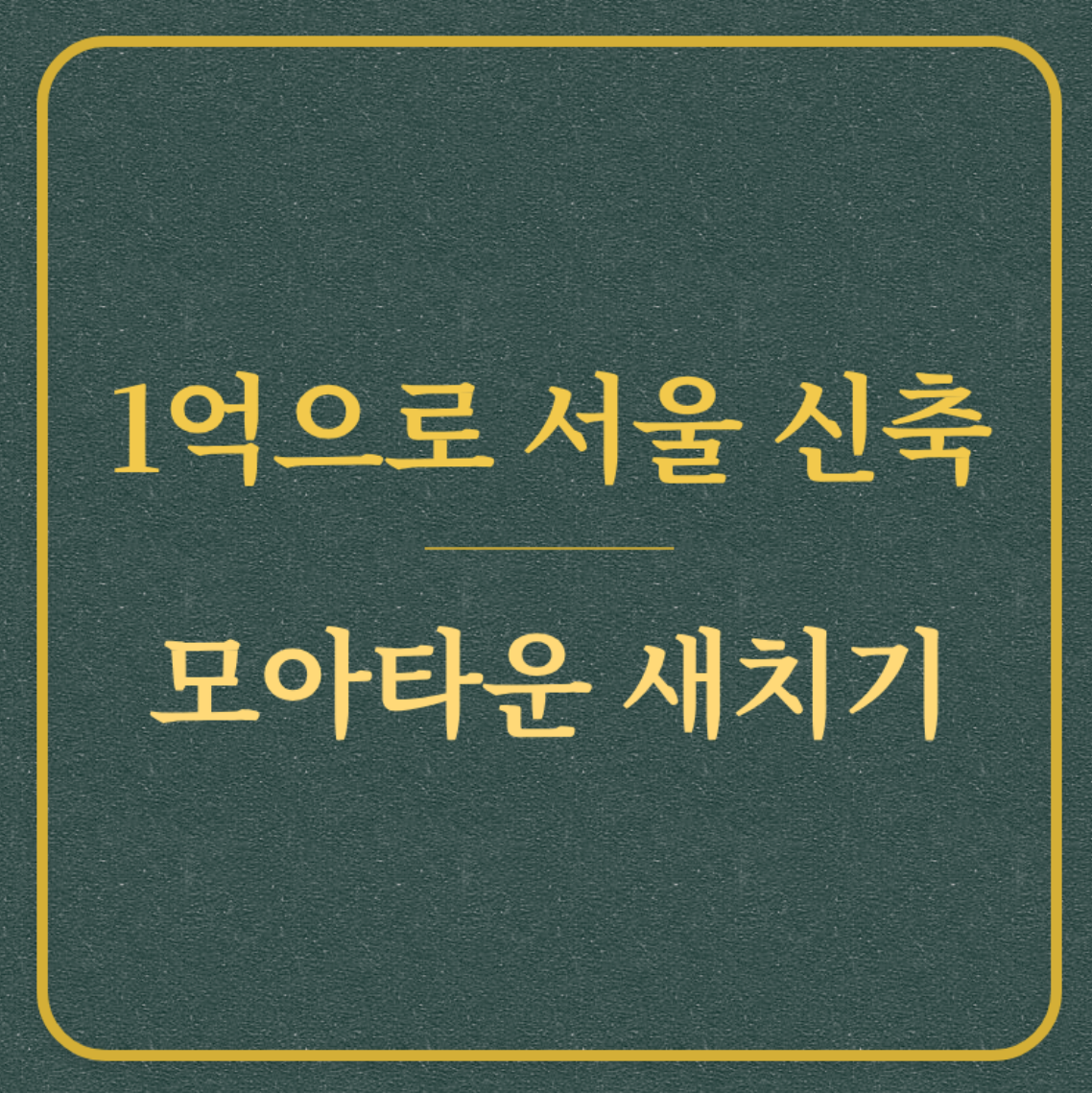 1억으로 서울 신축/모아타운 새치기