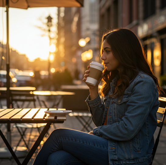 북미에서 솔로 여행하며 커리를 마시는 모습