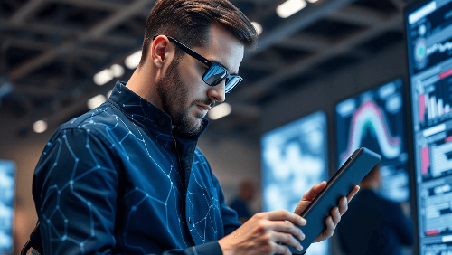 AI 데이터 분석을 활용하는 패션 디자이너 모습