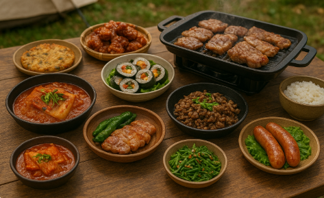 캠핑 요리 음식 관련 사진