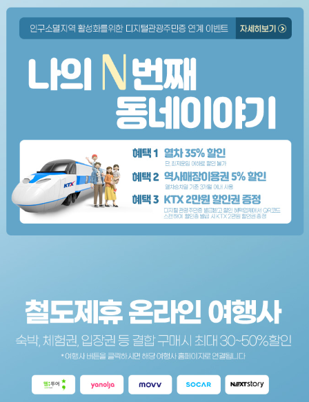 정부가 여행비 쏩니다 교통비 최대 50%할인권 선착순 지원 6월 여행가는달