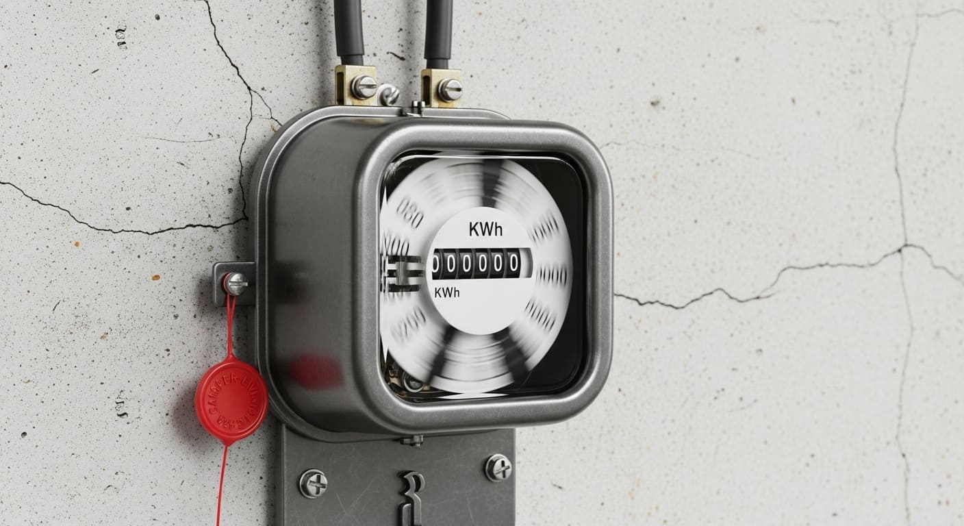 전력 사용량을 기록하는 전기 계량기 모습