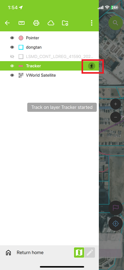 Starting tracking / Stop tracking
