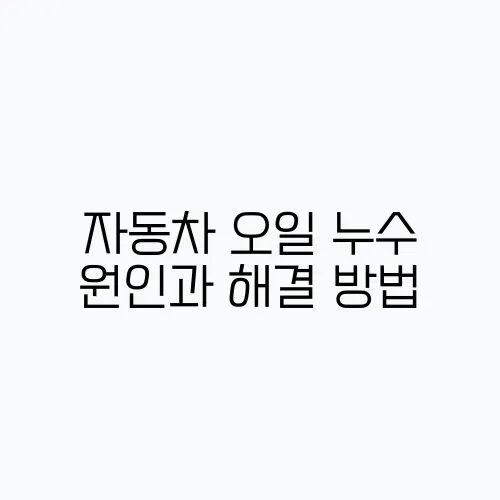 자동차 오일 누수 원인과 해결 방법