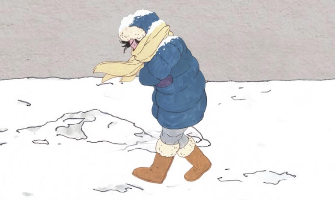 추위에 떨고있는 아이